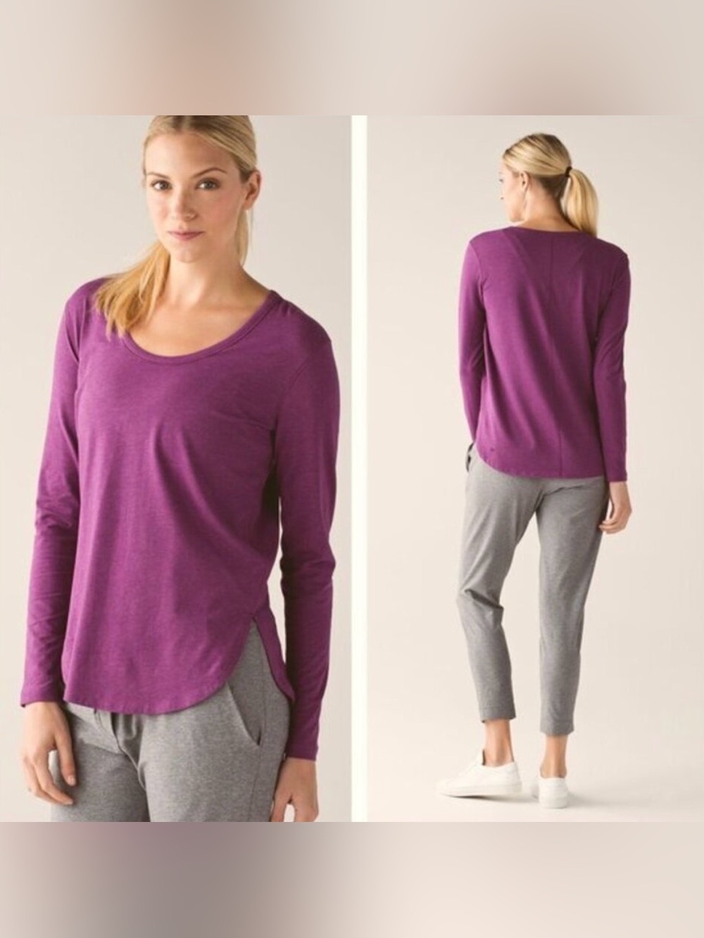 Lululemon Women's Scoop Neck Long Sleeve Tee Purple Size 10